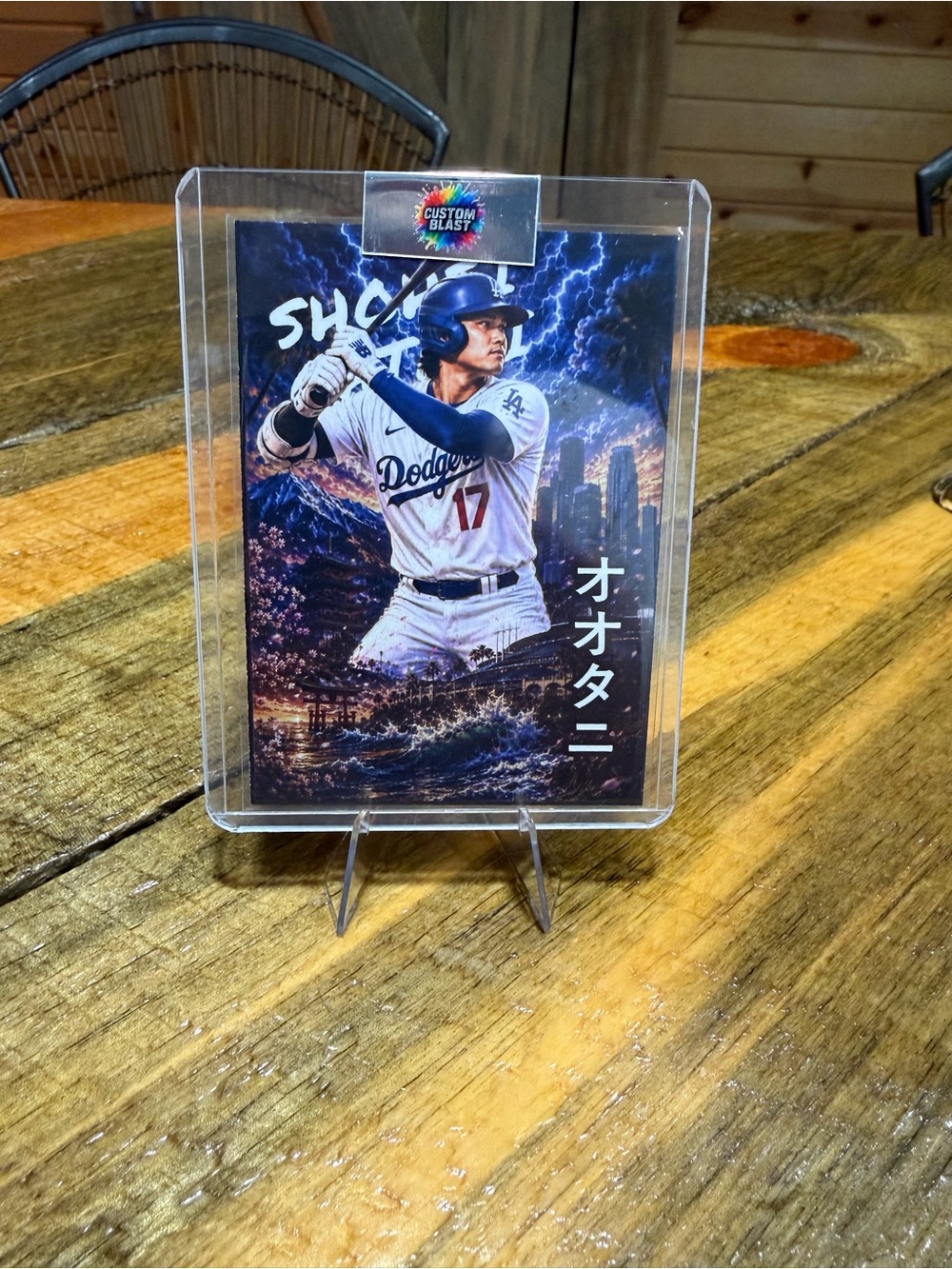 Shohei Ohtani Los Angeles Dodgers Kaiju Custom Baseball Card - Blue & White